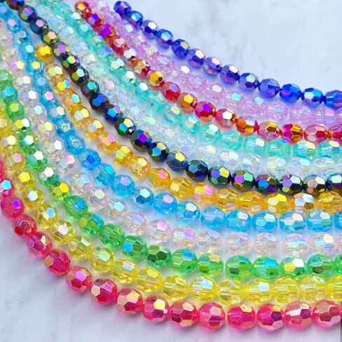 1000 PCS 6mm Acrylic Faceted Spacer Beads AB Color Glossy Round Loose Beads for Jewelry Making Bracelet Necklace Earring Ornament Wind Chimes Key Chains(Multicolor) in Kuwait