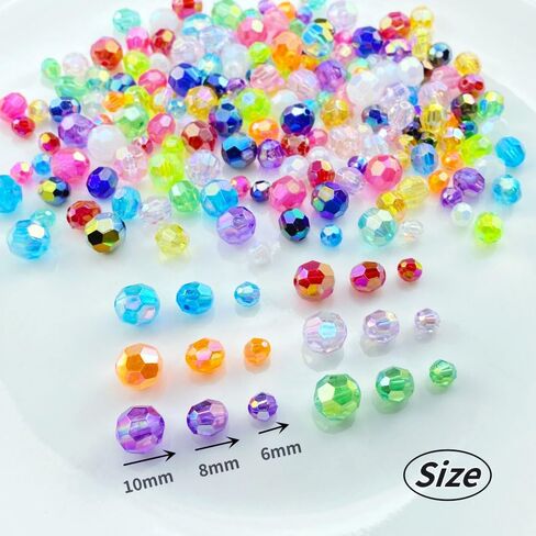 1000 PCS 6mm Acrylic Faceted Spacer Beads AB Color Glossy Round Loose Beads for Jewelry Making Bracelet Necklace Earring Ornament Wind Chimes Key Chains(Multicolor) in Kuwait