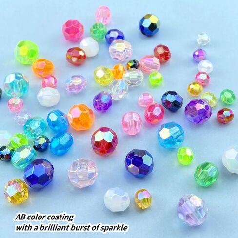 1000 PCS 6mm Acrylic Faceted Spacer Beads AB Color Glossy Round Loose Beads for Jewelry Making Bracelet Necklace Earring Ornament Wind Chimes Key Chains(Multicolor) in Kuwait