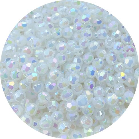 1000 PCS 6mm Acrylic Faceted Spacer Beads AB Color Glossy Round Loose Beads for Jewelry Making Bracelet Necklace Earring Ornament Wind Chimes Key Chains(Multicolor) in Kuwait