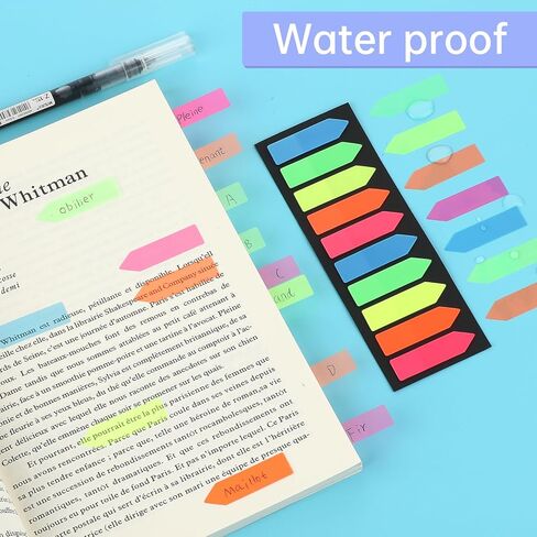 1200Pcs Sticky Tabs Page Markers Book Index Tabs Arrow Flags Tabs Colored Writable Repositionable Book Markers Self-Adhesive Notes Annotation Translucent Tab Stickers for Notebook Documents Sticks in Kuwait