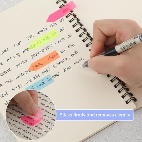 1200Pcs Sticky Tabs Page Markers Book Index Tabs Arrow Flags Tabs Colored Writable Repositionable Book Markers Self-Adhesive Notes Annotation Translucent Tab Stickers for Notebook Documents Sticks in Kuwait
