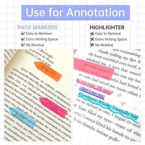 1200Pcs Sticky Tabs Page Markers Book Index Tabs Arrow Flags Tabs Colored Writable Repositionable Book Markers Self-Adhesive Notes Annotation Translucent Tab Stickers for Notebook Documents Sticks in Kuwait