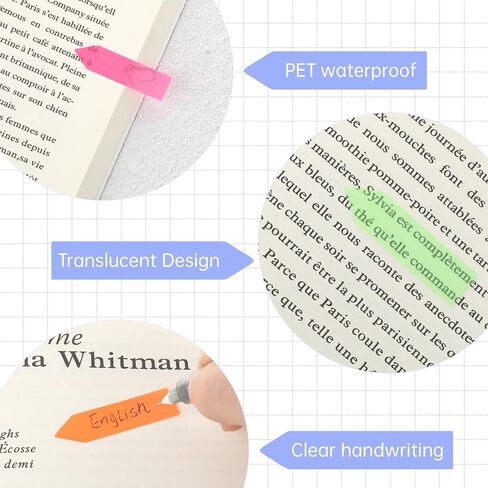 1200Pcs Sticky Tabs Page Markers Book Index Tabs Arrow Flags Tabs Colored Writable Repositionable Book Markers Self-Adhesive Notes Annotation Translucent Tab Stickers for Notebook Documents Sticks in Kuwait
