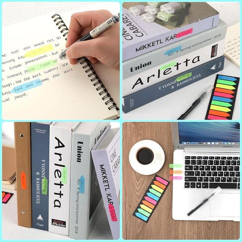 1200Pcs Sticky Tabs Page Markers Book Index Tabs Arrow Flags Tabs Colored Writable Repositionable Book Markers Self-Adhesive Notes Annotation Translucent Tab Stickers for Notebook Documents Sticks in Kuwait