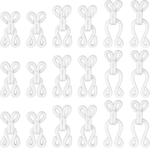 60 Pairs Sewing Hook and Eye Closure Covered Hooks and Eye White Fabric Hook & Eye Closures Fabric Closures Hooks for Clothing Bra Coats Skirt Wraps Jackets Leather DIY Craft(3 Sizes) in Saudi Arabia