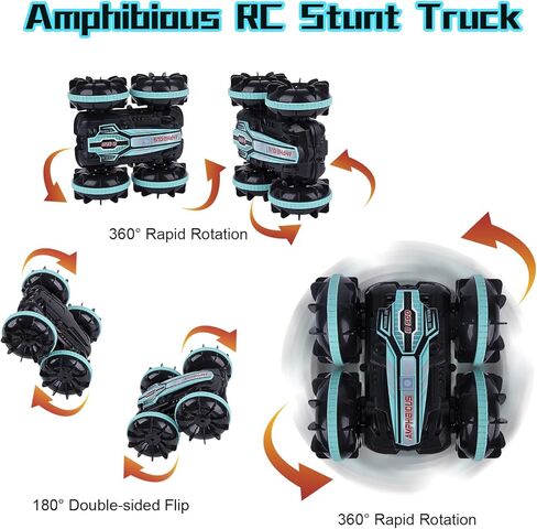 Berry President Amphibious RC Car, 2.4GHz Off-Road Stunt Truck, All Terrain 4WD Remote Control Toy, Land Water Vehicle with 360° Rotation for Kids (LightBlue) in Saudi Arabia