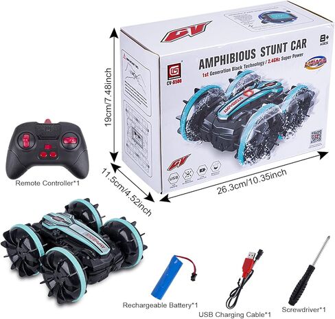 Berry President Amphibious RC Car, 2.4GHz Off-Road Stunt Truck, All Terrain 4WD Remote Control Toy, Land Water Vehicle with 360° Rotation for Kids (LightBlue) in Saudi Arabia