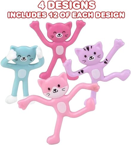 ArtCreativity Mini Bendable Cat Assortment, Set of 48 Flexible Bendable Figures in Assorted Colors, Birthday Party Favors for Boys & Girls, Stress Relief Fidget Toys, Goody Bag Fillers for Kids in Saudi Arabia