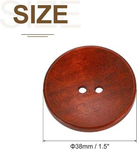 uxcell 30Pcs Wooden Buttons, 38mm(1.5 Inch) 2 Hole Round Wood Sewing Button Craft for Sewing DIY Craft Clothing, Red Brown in Saudi Arabia