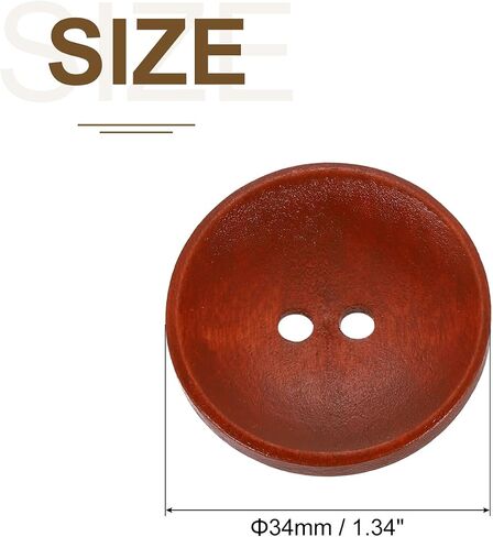 uxcell 30Pcs Wooden Buttons, 38mm(1.5 Inch) 2 Hole Round Wood Sewing Button Craft for Sewing DIY Craft Clothing, Red Brown in Saudi Arabia