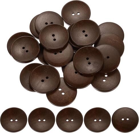 uxcell 30Pcs Wooden Buttons, 38mm(1.5 Inch) 2 Hole Round Wood Sewing Button Craft for Sewing DIY Craft Clothing, Red Brown in Saudi Arabia