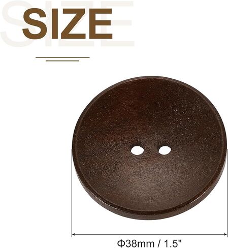 uxcell 30Pcs Wooden Buttons, 38mm(1.5 Inch) 2 Hole Round Wood Sewing Button Craft for Sewing DIY Craft Clothing, Red Brown in Saudi Arabia