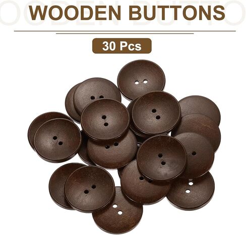uxcell 30Pcs Wooden Buttons, 38mm(1.5 Inch) 2 Hole Round Wood Sewing Button Craft for Sewing DIY Craft Clothing, Red Brown in Saudi Arabia