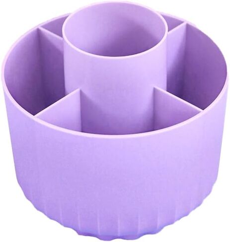 1 Pc 360 Degree Multi-Functional Pen Holder, 5 Slots Rotating Pencil Holder Makeup Brush Holder Desk Pen Organizer for Home, Office, School, Purple in Kuwait