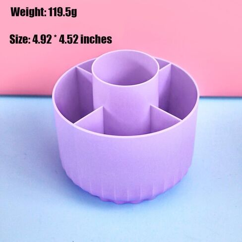 1 Pc 360 Degree Multi-Functional Pen Holder, 5 Slots Rotating Pencil Holder Makeup Brush Holder Desk Pen Organizer for Home, Office, School, Purple in Kuwait