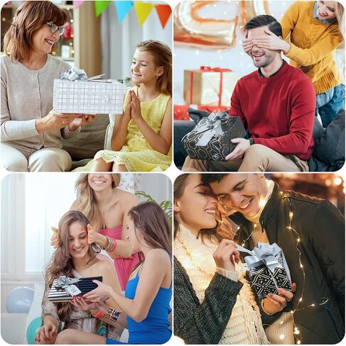 GeeRic 6 Pack Gift Wrapping Papers, 28 ∗ 20 Inch Gift Paper Wrapping Bundle, Kraft Recycled Wrapping Paper with Sealing Label+Tape+Tags+Bow, Golden Stripes in Kuwait