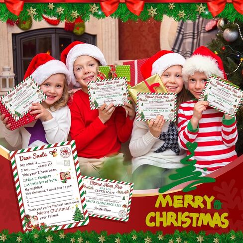Letter to Santa Christmas Wish List Writing Kit 8 Sets Fill In The Blank Cards 5 x 7 Inch With Red Envelopes/Stickers/Seals/Name Tag/Address Labels for Family Party Favors Christmas Decoration Gifts in Kuwait