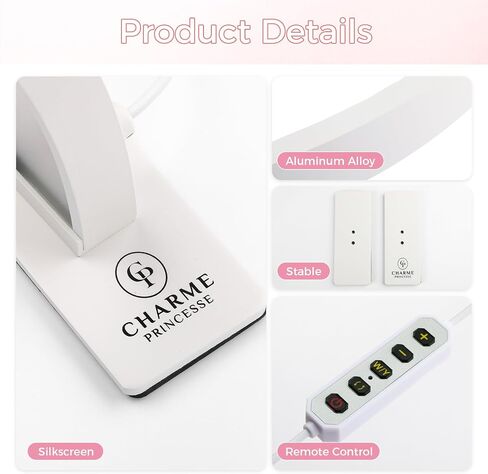 Charme Princesse 30in Half Moon Lamp 48W Half Moon Nail Desk Lamp 1600 Lumen LED Lash Light 3 Color Temperature Lash Lamp for Lashes Eyelash Extensions Tattoo Skin Care (White) M18S-12-US in Saudi Arabia