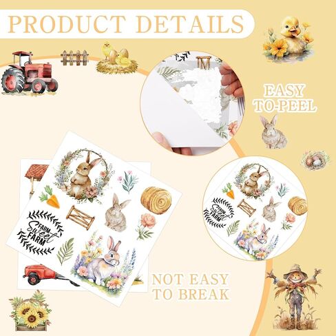 Rub on Transfers for Crafts Furnitures Stickers: 12 Pcs Farmland Animal Rub on Transfer for Crafts Decals Cow Pig Rooster Sheep Rub on Transfer Stickers for Furniture Crafts DIY Home Decor in Saudi Arabia