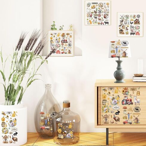 Rub on Transfers for Crafts Furnitures Stickers: 12 Pcs Farmland Animal Rub on Transfer for Crafts Decals Cow Pig Rooster Sheep Rub on Transfer Stickers for Furniture Crafts DIY Home Decor in Saudi Arabia