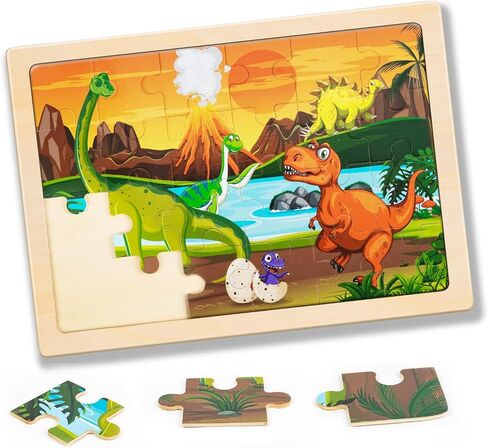 Labeol Toddler Wooden Puzzles for Kids Ages 3-5, 24 Pieces Wood Puzzles for Toddlers 2-4 Preschool Educational Brain Teaser Puzzles Boards Toys Gift for 3 4 5 6 7 8 Years Old Boys Girls in Saudi Arabia