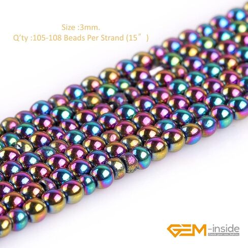 GEM-insid 3 مللي متر متعدد الألوان الهيماتيت غير المغناطيسي الأحجار الكريمة فضفاض الخرز حجر الطاقة المستديرة الخرز لصنع المجوهرات 15" in Kuwait