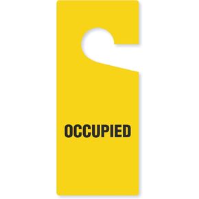 Occupied Door Hanger Tags | 3.75" x 8.875" Yellow Colored Plastic Claw Shaped tag Pack of 6, Made in USA