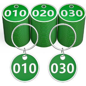 Numbers 1-100 Metal Number Tags, Aluminum Alloy Round Numbered Key Tags for Luggage Labels Clothes Dormitory Box Key Chain, Red