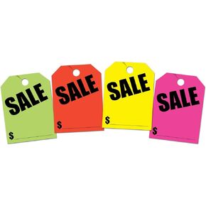 Donkey Auto Products Price Mirror Hang Tags - Multi-Color Pack of Fluorescent Green, Orange, Pink, Yellow (40 Pack)
