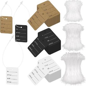 Swpeet 2100Pcs 3" 5" 7" Clear Plastic Fastener Hang Tag Snap Lock and 1.4" ×2" Printable Clothing Price Tags Card Kit, Pin Security Loop Price Tag Pins Price Tag Accessory for Retail Store Clothing