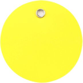 CleverDelights Yellow Plastic Tags - 2" Round - 100 Pack - Waterproof and Tear-Resistant