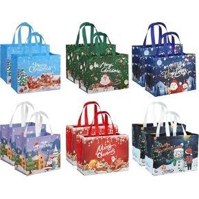 BlazehHy 12 Packs Christmas Gift Bags Reusable large Christmas Tote Bags with Handles for New Year's Shopping Xmas Gifts Wrapping Party Supplies