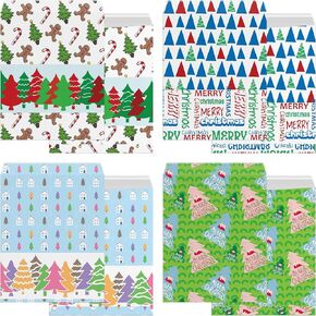 easykart labels Christmas Gift Wrapping Envelopes, 12Pcs Holiday Wrapping Gift Bag 4 Colorful Designs, Small Size 9 x11.5 Inch
