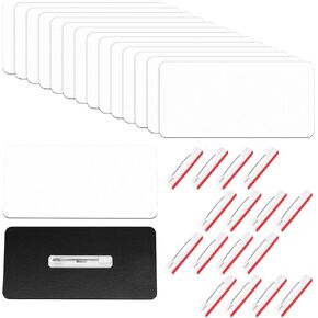 cobee 16 Pcs Name Tag Pins, Square DIY Blank ID Badges, Plastic Name Tag Identification Badges with Pins for Custom People Tags in Retail Stores, Restaurants, and Offices