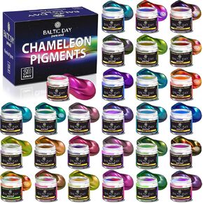 Chameleon Mica Powder, 8 Jars of Color Shift Mica Powder Set - Epoxy Resin Color Pigment Powder - Chameleon Powder Glitter - Holographic Mica Powder - Mica Powder for Resin