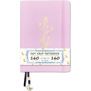 BUKE Dotted Notebook - Cotton Fabric Hardcover - 160gsm Thick Bamboo Paper - A5 Size Dotted Journal - 5x5mm DOT GRID Layout 160 Pages With Gift Box (BKC-6F)