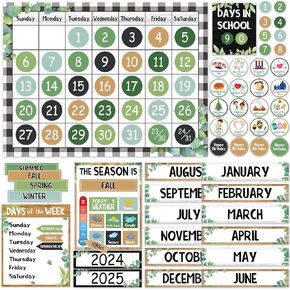 Farmhouse Classroom Calendar Set Bulletin Board Sets for Teachers Bulletin Board Calendar with Numbers Month Weather for Classroom Decor School Calendar for Elementary Classroom Office