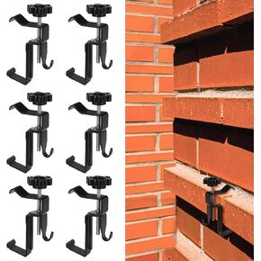 cobee 6PCS Stainless Steel Brick Clips for Hanging Outdoors, No Drill, Adjustable Brick Hooks Clamp Heavy Duty Brick Hangers Fit 1.77-2.95 Inch High Bricks for Outdoor Home Decor