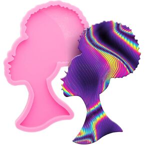 Super Shiny Afro Female Coaster Resin Molds Woman Girls Head Silicone Coaster Mold Geode Coaster Agate Resin Mold for DIY Coasters or Jewelry Making