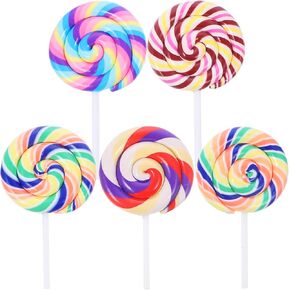NUOBESTY 5pcs Clay Lollipop Charms Charms Cute Candy Embellishment Swirl Lollipop Lolly DIY Crafts Accessories for Keychain