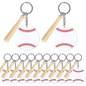 Lesnala Baseball keychain kit Acrylic baseball keychain with mini baseball bat for Sublimation DIY Crafting Keychain