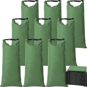 Windyun 10 Pcs Flood Water Barrier Sand Bags for Weight, Thickened Long Canvas Flood Protection Sandbags with Insert Buckle Quick Reusable Flood Barriers for Home Window Door Basement Garage, 11 x 28"
