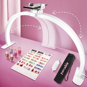 2024 Upgraded Half Moon Light for Nail Desk,29" Foldable Nail Tech Lamp Manicure Nail Desk Lamp 364LED Ultra-bright,with Phone Holder,10 Brightness,Portable Half Moon Lamp for Beauty/Eyelashes/Tattoos