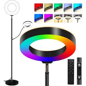 RGB Multicolour Modern Floor lamp Reading lamp Standing Sofa Lamps Lighting 7 Colors Changing Smart WiFi APP Remote Control for Bedroom Living Room Gaming Reading Learning Live Stream