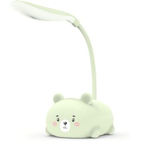 LED Desk Lamp, Portable LED Table Light, Mini Animal Night Light, Cute Foldable USB Rechargeable Reading Light for Bedroom Children's Bedside Study (Bear, Pink)