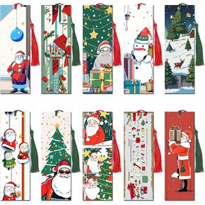 2024 New Design Christmas Paper Bookmarks ，10 Beautifully Designed, Durable, High-Quality Paper Perfect Bookmarks for Men, Women, Students, and Offices!