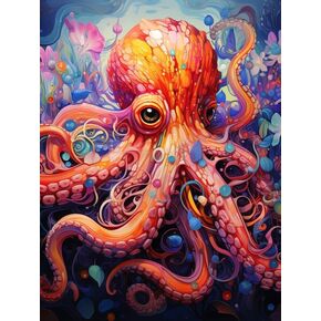 VAIIEYO 5D Diamond Art Kits for Adults Octopus, Diamond Painting Animal, Paint by Numbers Full Drill Round Rhinestone Craft Canvas for Home Wall Decor Gift 12x16 inch-28