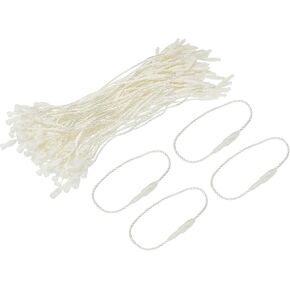 MECCANIXITY Polyester Rope Hang Tag String Snap Lock Pins Loop Price Tag Fastener,Plastic Tags Ties 190mm/7.48 Inch Length,1mm/0.04 Inch Dia,Pack of 100,Beige