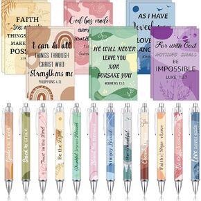 Colarr 24 Pcs Christian Bulk Gifts for Women Men Bible Verse Pens and Notebooks Religious Easter Gifts Scripture Ballpoint Pens Journals Sunday School Church Inspirational Study Supplies(Floral)